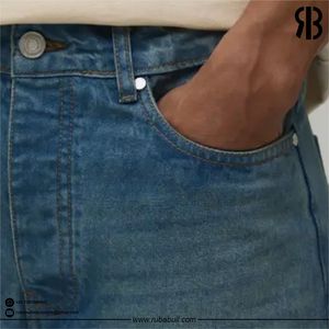 Shorts Bermuda en jean bleu délavé pour homme, taille mi-haute, fermeture boutonnée, style décontracté, 100 % coton tissé, unisexe, vente chaude - Product Image 5