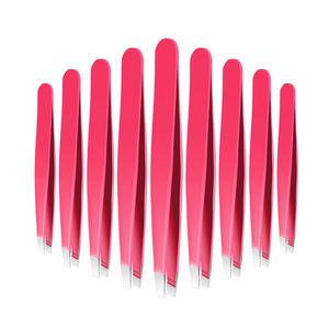 Ensemble de pinces à sourcils de haute qualité, couleur rose, métal acier, 9 pièces, pour usage domestique et professionnel. - Product Image 1