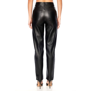 Pantalones de Moda 2025 para Mujer, de Cuero Genuino, Estilo Urbano, Cintura Alta, Frente Plano, con Lazo de Encaje, Transpirables, Ecológicos, Precio Razonable - Product Image 2
