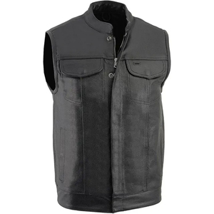 Men Soft <b>Leather</b> Vest <b>Sleeveless</b> <b>Jacket</b> Casual Motorcycle Biker Waistcoat Premium Quality Outerwear With Classic Style Pocket De - Product Image 3