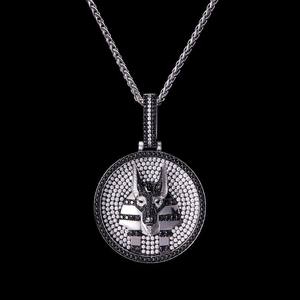 Collier personnalisé en argent sterling 925 avec pendentif moissanite rond, breloque animal incrustée de pierres, bijoux hip-hop - Product Image 2