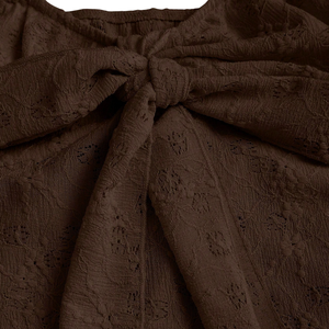 Haut Cami sans bretelles en dentelle marron pour femme, avec nœud sur le devant, sans manches, style peplum, respirant, élégant, pour l'été, décontracté, pour les fêtes, chic et tendance - Product Image 4