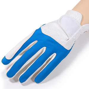 ถุงมือกอล์ฟหนัง PU สีขาวและสีน้ำเงิน มือซ้าย แบบเต็มนิ้ว กันลื่น ปิดด้วยแถบตีนตุ๊กแก ระบายอากาศได้ดี ซึมซับความชื้น เหมาะสำหรับทุกเพศ - Product Image 2