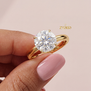 Luxury Brilliant Cut Lab Grown Zircon Engagement <b>Ring</b> 925 Silver VVS1 Clarity 2.0 Carat Claw Setting Matte Finish <b>Domed</b> Band - Product Image 1