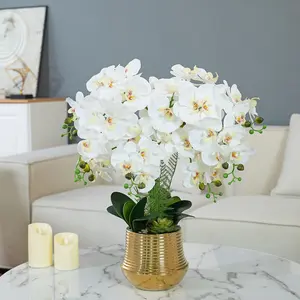 Macetero artístico de metal hecho a mano para espacios interiores, macetero de metal negro de lujo hecho a mano con detalles dorados, florero. - Product Image 2