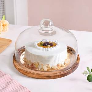 Glass Dome <b>Cake</b> <b>Stand</b> with Wooden Base Hemisphere Shape Reusable Dessert Display Cover for Cupcakes Pastries Small <b>Cakes</b> Bread - Product Image 6