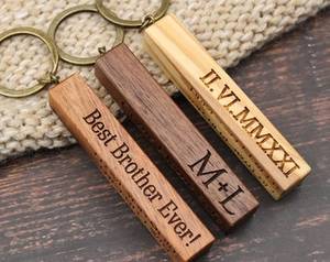 Premium Handmade Wooden Rectangle Keychain <b>Custom</b> Engraved Natural Wood <b>Key</b> Holder Personalized Gift for Men Women Corporate - Product Image 4