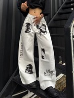 Pantalones vaqueros de mezclilla gruesos para mujer, estilo casual, con forro polar cálido y transpirable, estampado de puntos, leopardo y cachemira, ideales para invierno, venta al por mayor.