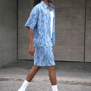 Nouvel ensemble de shorts pour hommes, design imprimé texture denim, tenue décontractée, ensemble de shorts pour hommes, tenue d'été, ensemble de shorts pour hommes en gros - Product Image 4