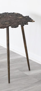 Trending Hammered Design <b>Copper</b> Antique Finished Aluminum metal Coffee <b>Table</b> Side <b>Table</b> Set With 3 Legs for Standing Use - Product Image 3