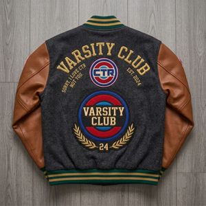 Unisex Wool Shell Patchwork Varsity Jacket Down Filled Streetwear Winter Outerwear OEM ODM - Product Image 2