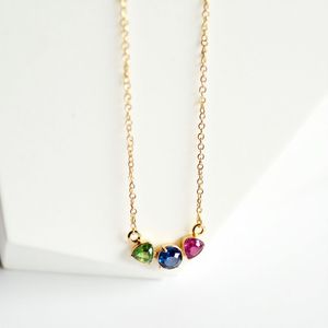 Collier en argent sterling 925 plaqué or 18 carats avec pierres multicolores rondes et trilobées de 10 mm, chaîne de 16 pouces - Product Image 6