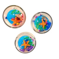 Aimant de réfrigérateur rond en acrylique avec liquide à l'intérieur et des animaux mignons en 3D flottants