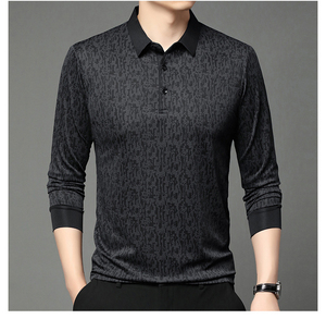 Camisa de Manga Larga para Hombre, con Logotipo Bordado en la Parte Delantera, Estampado Informal, Tejido de Punto, Secado Rápido, Cuello con Botones, Servicio OEM - Product Image 2