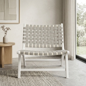 Silla Moderna de Madera de Caoba Blanca con Tapicería Gris para el Hogar, Sala de Estar y Dormitorio - Product Image 6