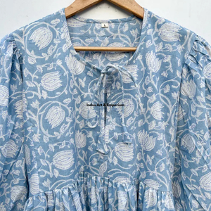 Beautiful floral Cotton Block Printed dress Dress For Casual wear Hand Block Printed Dress - Product Image 4