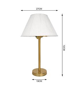 Lámpara de Mesa Moderna de Latón con Pantalla de Tela Blanca, Luz Cálida, para Uso Residencial - Product Image 3
