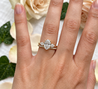 Bague de fiançailles à trois pierres en diamant ovale cultivé en laboratoire certifié IGI de 2,5 carats, or 14 carats, E-F VVS-VS, diamant ovale latéral, bague de mariée