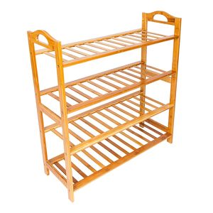Scarpiera in bambù a 12 ripiani e 4 livelli, salvaspazio, colore legno, mobile per la casa per riporre le scarpe - Product Image 1