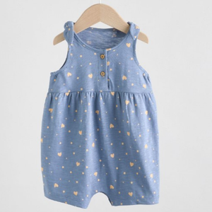 Nouvelle combinaison barboteuse pour bébé fille, motif Père Noël, manches courtes, en tissu gaufré, tendance et mignonne, idéale pour l'été, en promotion en ligne, Inde - Product Image 5