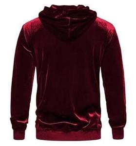 Plain Blank Velvet Hooded in Maroon Color Zip up <b>Velour</b> Hoodie Drop Shoulder Plus Size Breathable OEM Service Wholesale Buy OEM - Product Image 2