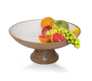 Trusted Manufacturer Premium Wooden Bowl With Enamel Work Stylish Artisan Serving Bowl for Dining <b>Table</b> Kitchen and Home Use - Product Image 2