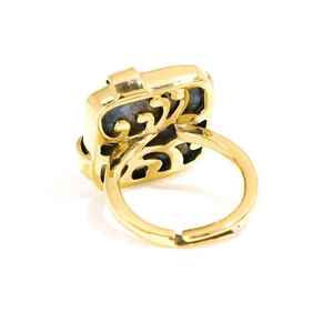 Black Sapphire <b>Ring</b> Gold Plated Sterling Silver Cushion Cut Statement <b>Ring</b> Handmade Engagement Gift for Her - Product Image 4