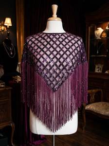 Custom Handmade Luxury Beaded Poncho <b>Jacket</b> Heavy Embroidery <b>Sequin</b> Shawl for Formal Events Bulk Supplier - Product Image 4