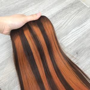 Extensions de cheveux humains droits en os soyeux pour Swiss HD pour dentelle frontale fermeture de dentelle transparente couleur de piano cheveux vietnamses - Product Image 2