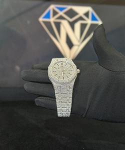 Montres mécaniques automatiques de luxe en or, serties de diamants véritables et de moissanite VVS, style Hip Hop Iced Out, pour hommes - Product Image 1