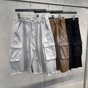 Shorts cargo pour homme, couleur unie, longueur bermuda, en toile, avec poches, taille mi-haute, fermeture boutonnée, style décontracté - Product Image 1