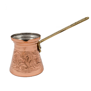 Cafetière turque en cuivre gravée à la main avec poignée en laiton, Cezve Ibrik traditionnelle martelée à la main pour café arabe et grec - Product Image 1