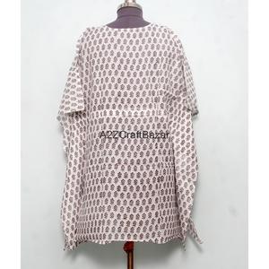 Vestido Kaftán Midi Ecológico de Algodón con Estampado Floral Indio, Cuello en V, Ajustado al Cuerpo, para Primavera/Verano, para Mamás, Ropa de Playa, Ropa de Dormir, Informal - Product Image 4