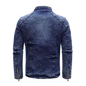 Chaqueta de mezclilla azul marino profesional de corte ajustado, ropa exterior de algodón elástico, fabricante personalizado de chaquetas de mezclilla - Product Image 2