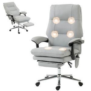 Sedia da Ufficio Grigio Chiaro con Schienale Alto, Funzione Massaggio e Caratteristiche Comfort per Computer - Product Image 5
