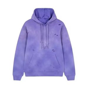 Sudadera con Capucha Morada Tie-Dye para Hombre, Oversize, de Algodón French Terry, Casual, Otoñal, con Bolsillo - Product Image 1