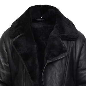 Wholesale Men B3 Shearling Bomber <b>Jacket</b> Genuine Sheepskin Leather Autumn Warm Aviator <b>Pilot</b> Flight Coat OEM ODM Stand Front - Product Image 6