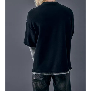 เสื้อยืดดีไซน์เนอร์แฟชั่นใหม่ แขนสองชั้น ผ้าฝ้าย 100% เย็บสองชั้น สไตล์ไฮสตรีท สีพื้น เป็นมิตรกับสิ่งแวดล้อม แห้งเร็ว - Product Image 5