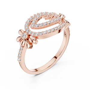 Anillo de Diamantes Cultivados en Laboratorio con Diseño de Pétalos en Espiral, Oro Rosa de 18 Quilates con Baño de Rodio, Piedras Laterales Minimalistas, para Mujer, Compromiso, Boda - Product Image 4