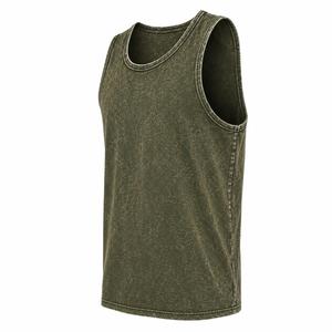 Débardeur sans manches col rond pour homme, couleur unie, tricoté, coupe sport décontractée, finition délavée, polyester/coton, ODM, respirant, logo frontal - Product Image 4