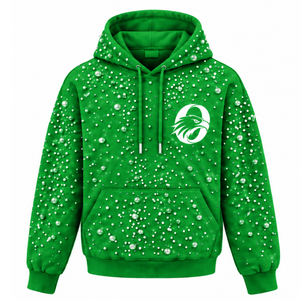 Sweat à capuche unisexe vert perlé avec cordon de serrage, poche kangourou, style streetwear décontracté et personnalisable - Product Image 1