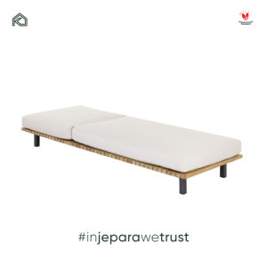 Tumbona de Lujo para Exteriores de Teca y Metal con Cojín Impermeable y Respaldo Ajustable para Villa, Hotel, Resort, Piscina - Product Image 3