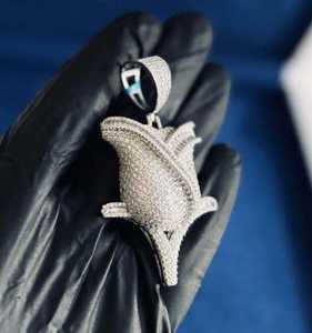 Collar con Colgante en Forma de Rosa de Plata de Ley 925 con Moissanita y Joyería Floral Estilo Hip Hop, Pasa Prueba de Diamantes - Product Image 4