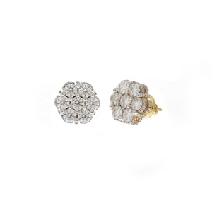 10.60mm Floral Cluster Moissanite <b>Stud</b> <b>Earrings</b> 925 Sterling Silver Gold Plated Iced Brilliant Cut Luxury Wedding & Party Gift - Product Image 5