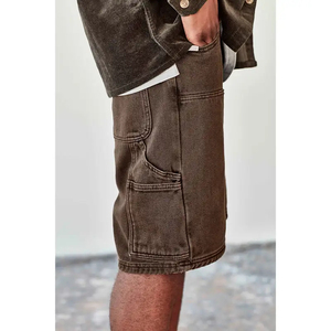 Shorts en jean décontractés pour hommes, coupe ample, style urbain chic, avec bords bruts, haute qualité, forte demande, avec marque privée - Product Image 4