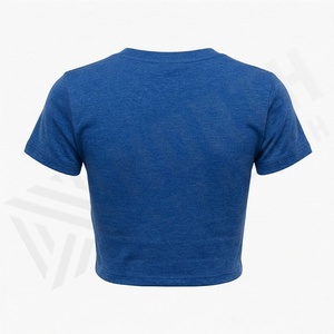 T-shirt court d'été personnalisé pour femme, en coton respirant, couleur unie, décontracté et tendance - Product Image 2