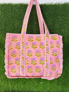 Bolso Tote Grande Acolchado de Algodón de Calidad de Exportación con Volantes Estilo Bohemio y Cremallera, Hecho a Mano, de Moda, para Hombro, Venta al por Mayor, Fabricante - Product Image 6