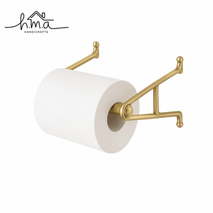 Polished Gold Brass Toilet Paper Holder with Decorative Fish Shape Mount and Curved Arm Unique <b>Wall</b> Mounted Bathroom Accessory - Product Image 5