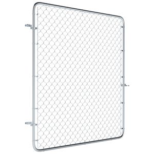 Puerta de Jardín de Acero Galvanizado de 70.9 x 70.9 Pulgadas Valla de Eslabones de Cadena Plateada: Entrada Elegante para Patios - Product Image 1