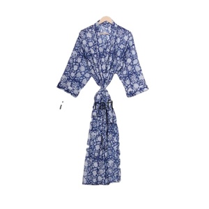 Indian Handmade Floral Print Women's 100% Cotton Free Size Vintage Kimono Robe Romantic Comfortable Winter Nightwear Gown - Product Image 1